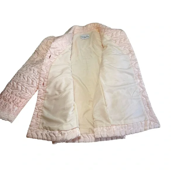 Vintage Christian Dior Quilted Satin Bed Jacket Romantic Coquette Regency - Picture 7 of 13